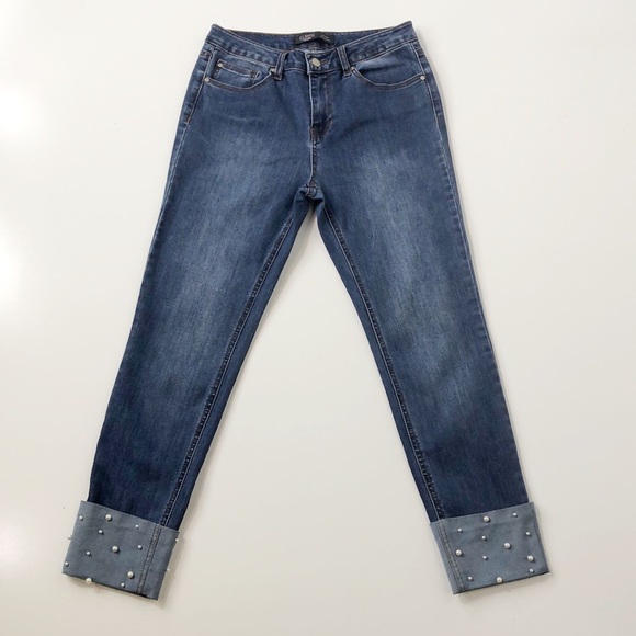 Ci Sono Denim - Ci Sono Denim High Waist Pearl Cuff Cropped Jeans